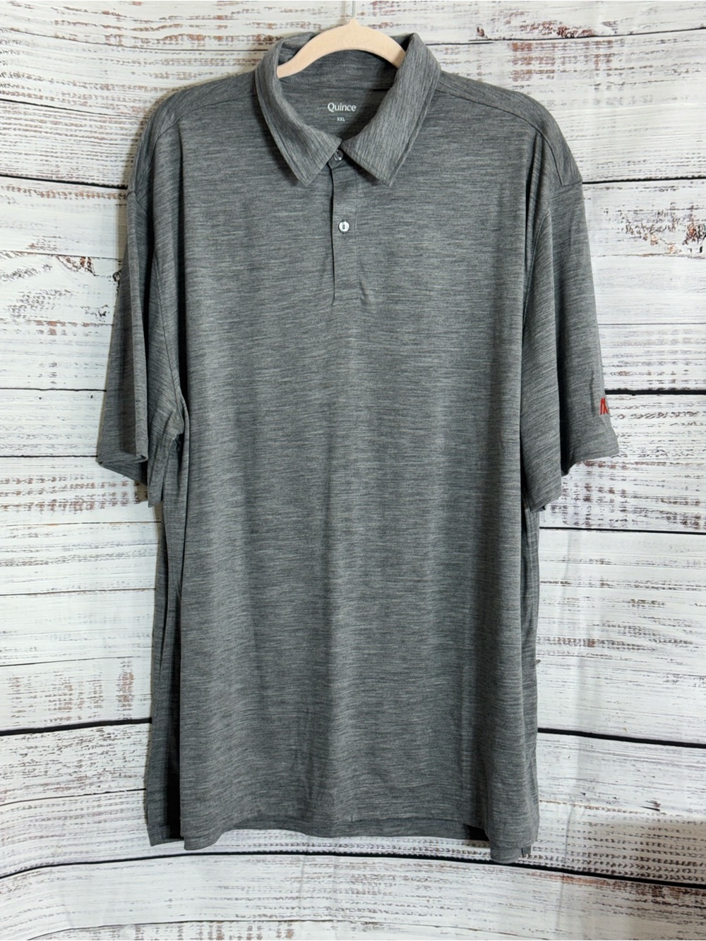Quince Polo Mens size XXL Heather Gray Shirt Merino Wool lightweight super soft